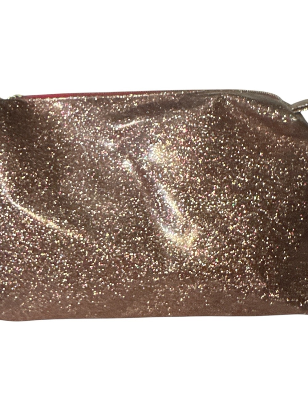 Lancome Glitter Cosmetic Pouch - Rose gold acc hot pink interior like new